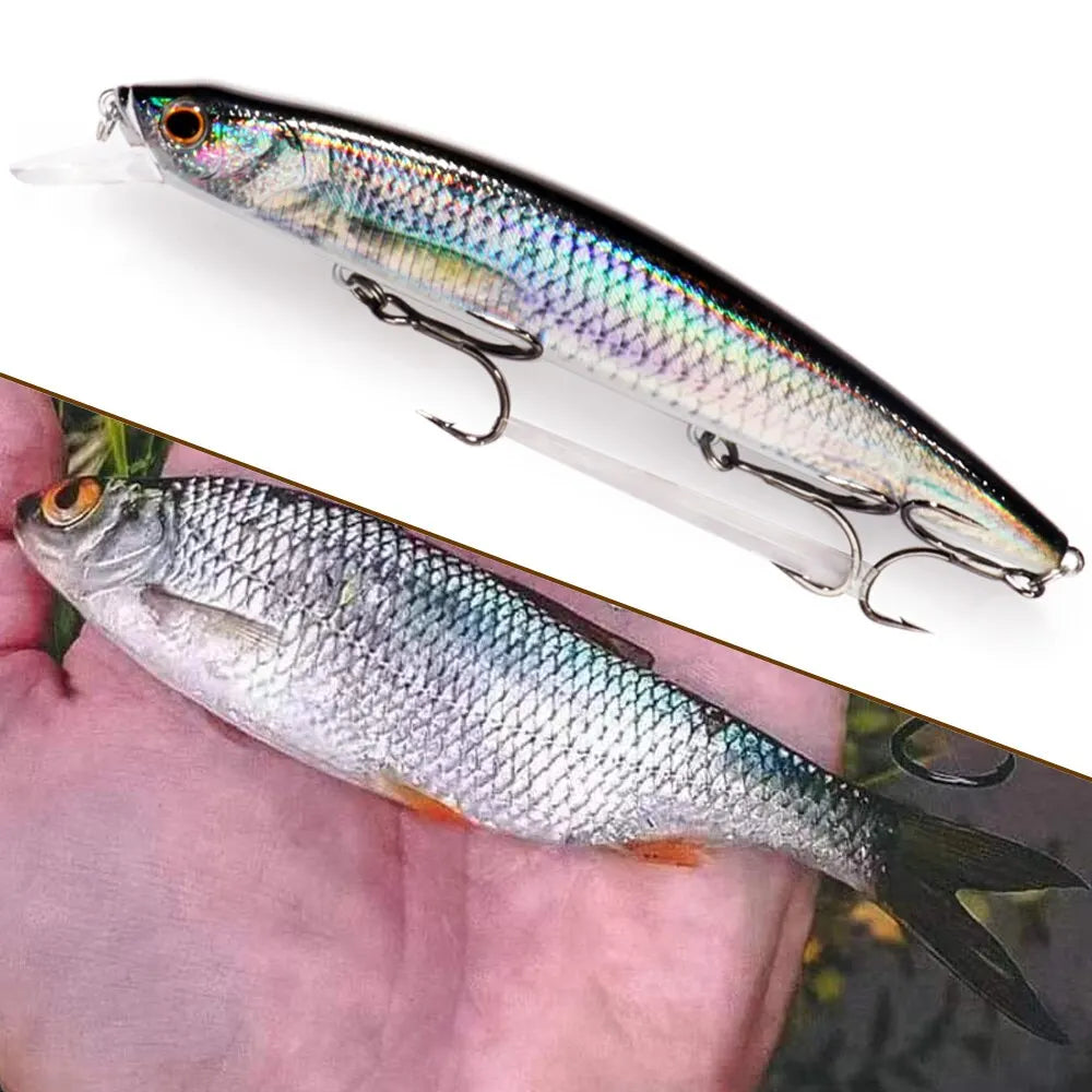 FISH PIERCING LURES Suspension Minnow 14cm 24g Fishing Lure Top Water Weight System Hard Pesca Strong Treble Hooks Wobbler Jerkbait Swimbait Bait