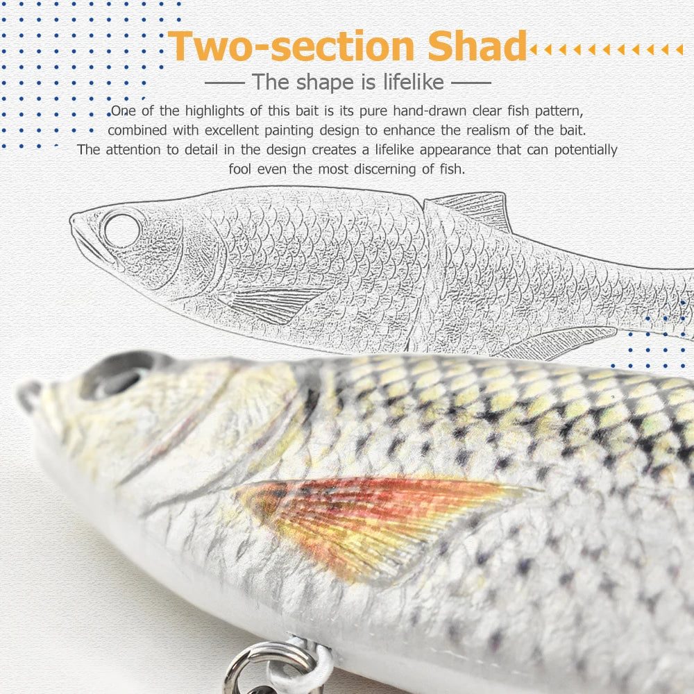 FISH PIERCING ODS 3D Multi Jointed Bait Fishing Swimbait 2 Segment Glide S Swimming Trout Fresh Water Slow Sink Fish Bait
