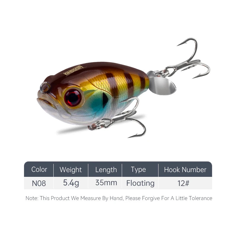 FISH PIERCING LURES Propeller Topwater Popper Fishing Lure 35mm 5.4g Wobblers Artificial Hard Baits For Trout Pike Bass Floating Pencil