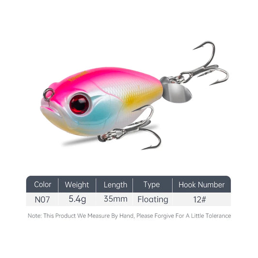 FISH PIERCING LURES Propeller Topwater Popper Fishing Lure 35mm 5.4g Wobblers Artificial Hard Baits For Trout Pike Bass Floating Pencil