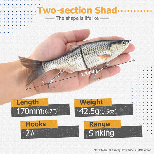FISH PIERCING ODS 3D Multi Jointed Bait Fishing Swimbait 2 Segment Glide S Swimming Trout Fresh Water Slow Sink Fish Bait
