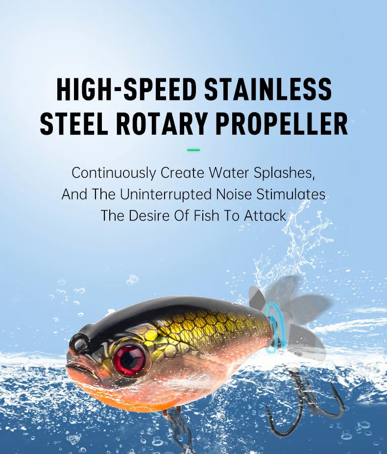FISH PIERCING LURES Propeller Topwater Popper Fishing Lure 35mm 5.4g Wobblers Artificial Hard Baits For Trout Pike Bass Floating Pencil