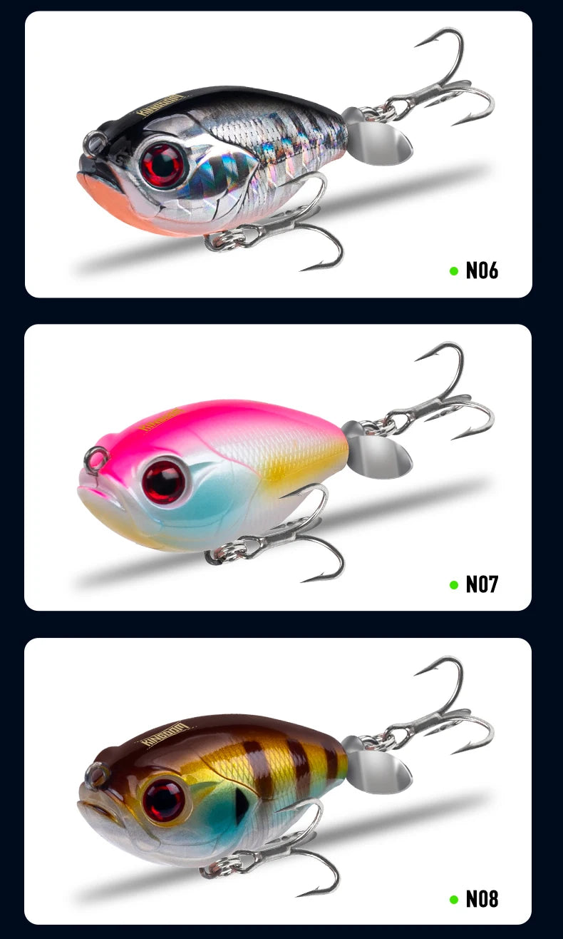 FISH PIERCING LURES Propeller Topwater Popper Fishing Lure 35mm 5.4g Wobblers Artificial Hard Baits For Trout Pike Bass Floating Pencil