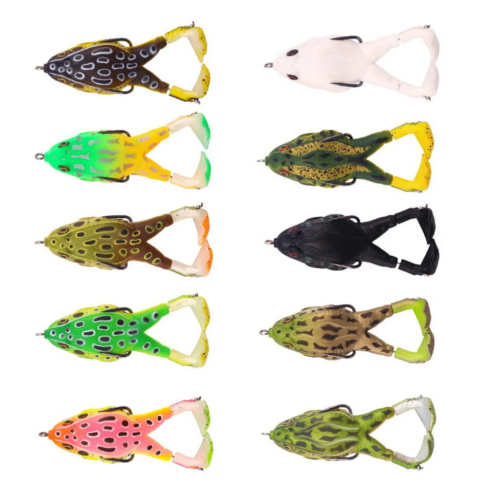 FISH PIERCING Frog Lure Double Propeller Legs Silicone Soft Baits 13.6g 16.6g Topwater Wobblers Artificial Bait For Bass Catfish Fishing Tools