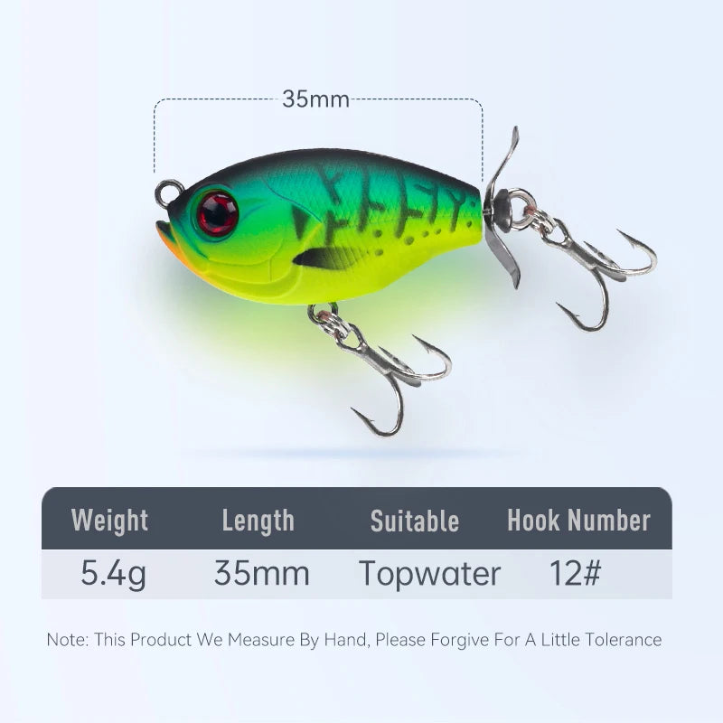 FISH PIERCING LURES Propeller Topwater Popper Fishing Lure 35mm 5.4g Wobblers Artificial Hard Baits For Trout Pike Bass Floating Pencil
