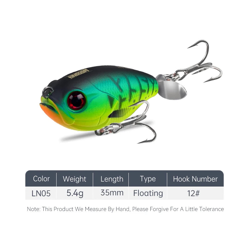 FISH PIERCING LURES Propeller Topwater Popper Fishing Lure 35mm 5.4g Wobblers Artificial Hard Baits For Trout Pike Bass Floating Pencil