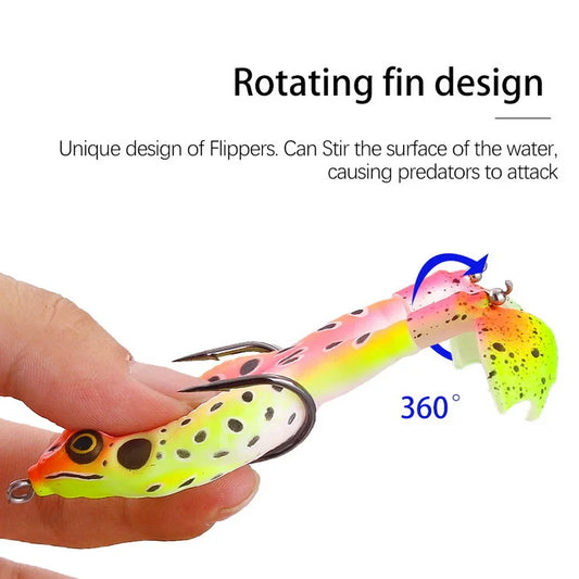 FISH PIERCING Frog Lure Double Propeller Legs Silicone Soft Baits 13.6g 16.6g Topwater Wobblers Artificial Bait For Bass Catfish Fishing Tools