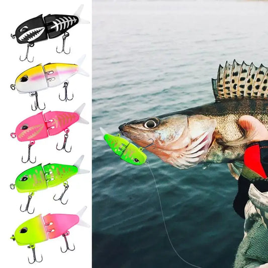 FISH PIERCING Realistic Fishing Lures 2 Joint Fishing Swimbait Colorful Mini Double Hook Swim Bait For Trout Freshwater Saltwater Fishing Gear