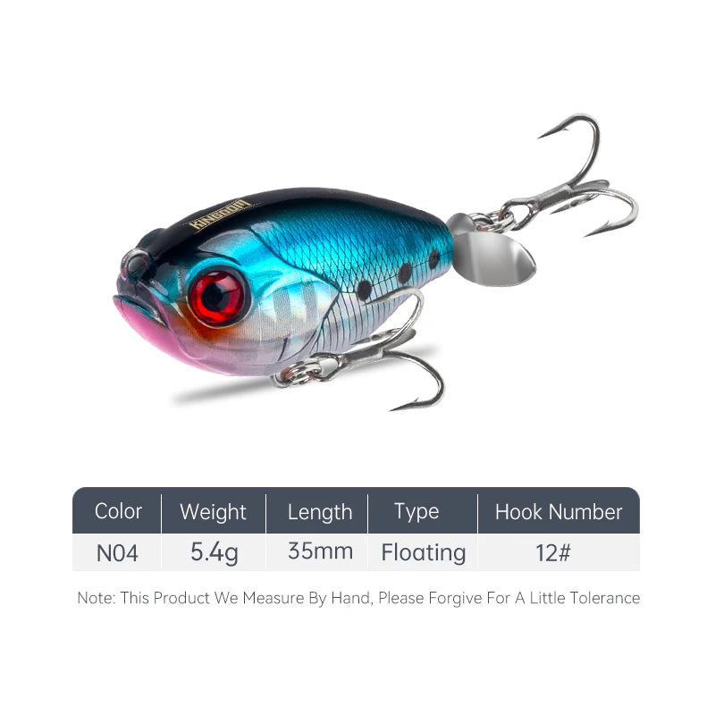 FISH PIERCING LURES Propeller Topwater Popper Fishing Lure 35mm 5.4g Wobblers Artificial Hard Baits For Trout Pike Bass Floating Pencil