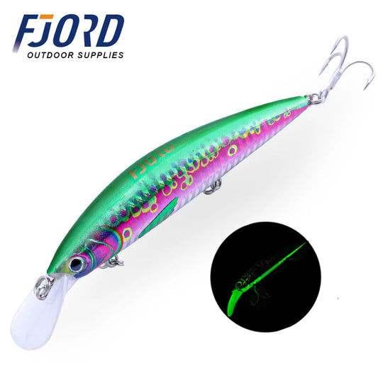 FISH PIERCING LURES Luminous 37g 29g 17g Hardcore Sinking Minnow Fishing Lure Treble Hook Hard Baits Jerkbait Sea Long Casting Fishing Items