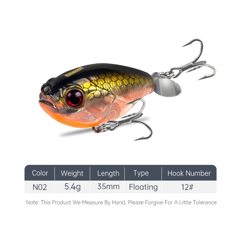 FISH PIERCING LURES Propeller Topwater Popper Fishing Lure 35mm 5.4g Wobblers Artificial Hard Baits For Trout Pike Bass Floating Pencil