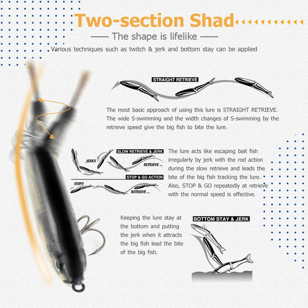 FISH PIERCING ODS 3D Multi Jointed Bait Fishing Swimbait 2 Segment Glide S Swimming Trout Fresh Water Slow Sink Fish Bait