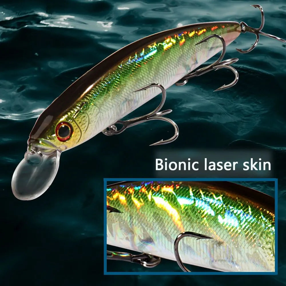 FISH PIERCING LURES Suspension Minnow 14cm 24g Fishing Lure Top Water Weight System Hard Pesca Strong Treble Hooks Wobbler Jerkbait Swimbait Bait
