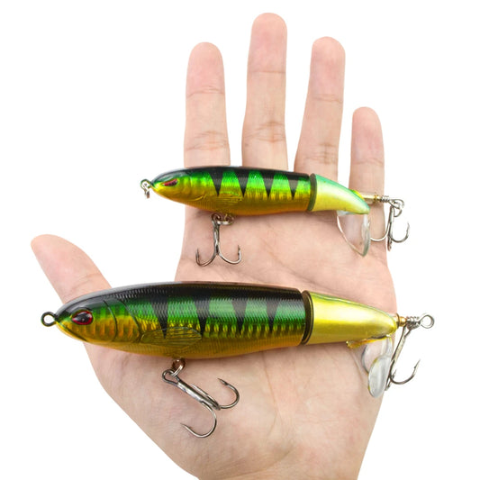 FISH PIERCING 10cm/14cm Topwater Fishing Lure Whopper Popper Artificial Bait Hard Plopper Soft Rotating Tail Fishing Tackle Fishing Bait